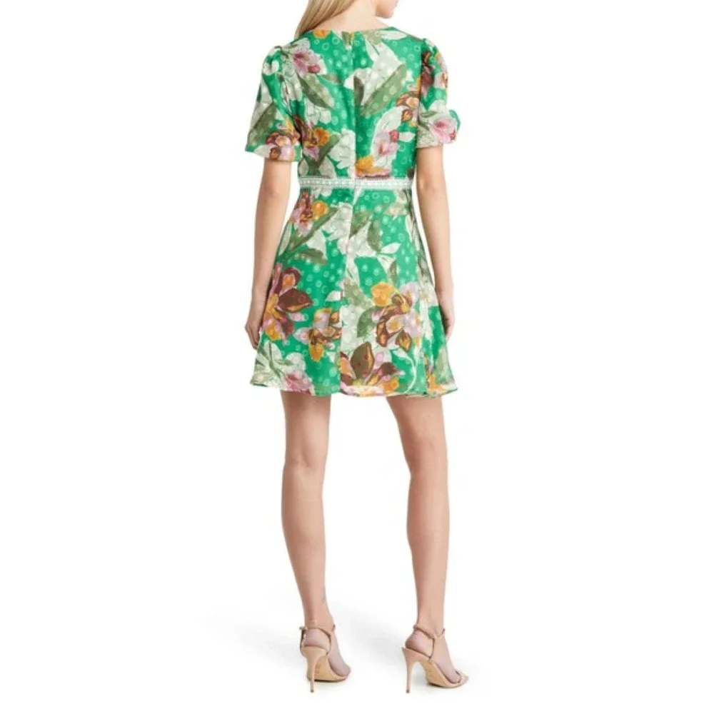 Adelyn Rae Vanessa Floral Jacquard Minidress Size L - Picture 2 of 10